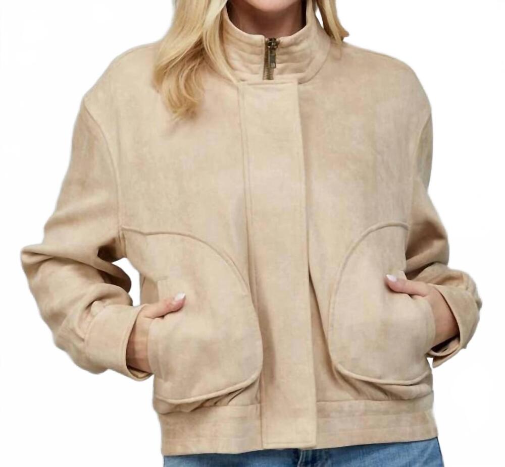 NEW FATE grace faux suede jacket in beige